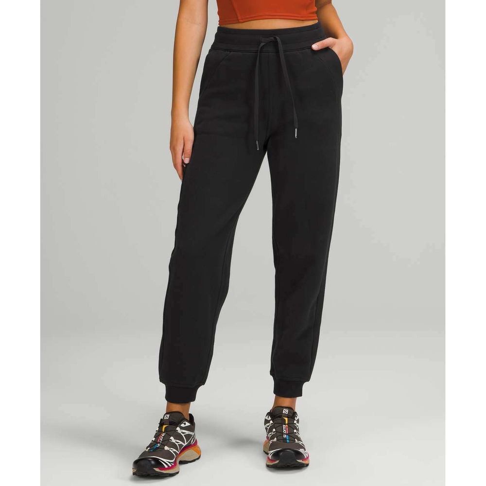 Lululemon 14 Scuba Relaxed High Rise Jogger Black Light Cotton Terry W5CV9S